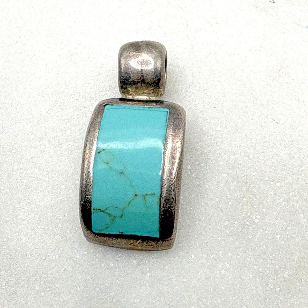 Vintage ATI Sterling Silver Turuoise Pendant Mexico Southwest Western 925